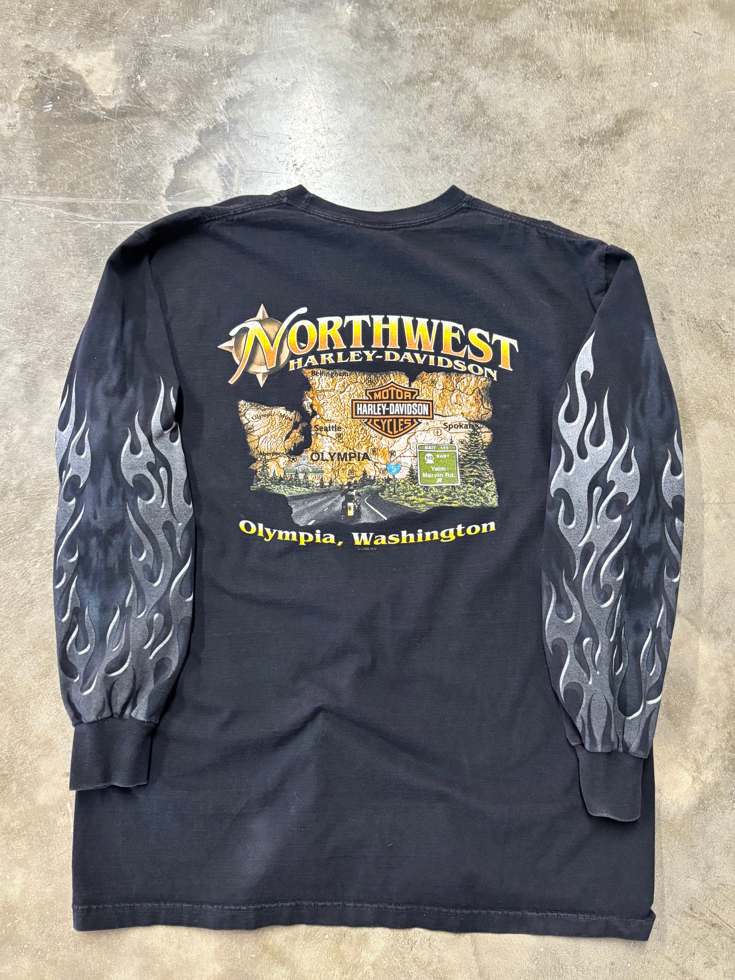 Vintage Harley Davidson Chrome Flame long sleeve size xl