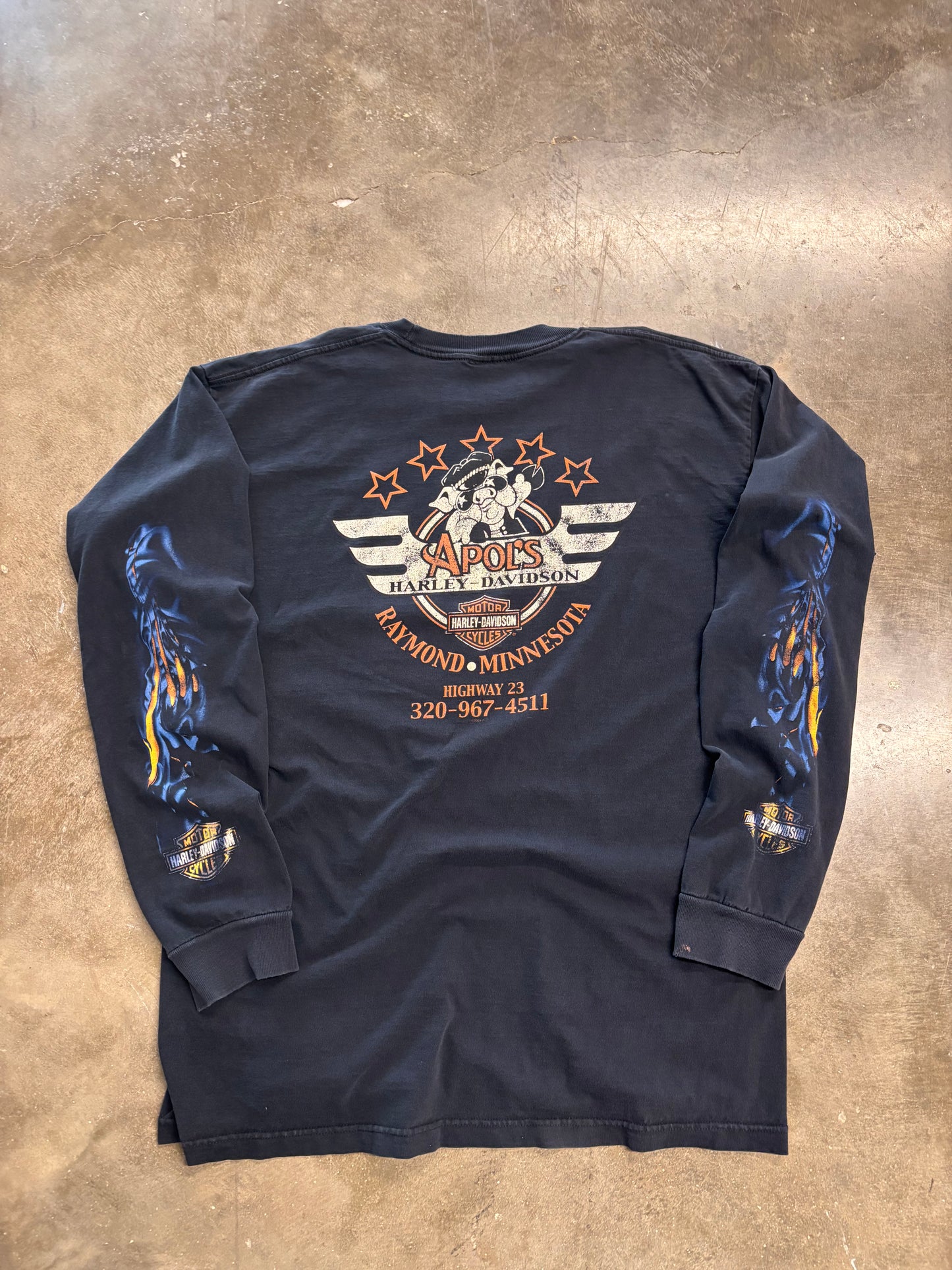 Vintage Thrashed Harley Davidson Eagle long sleeve size xl