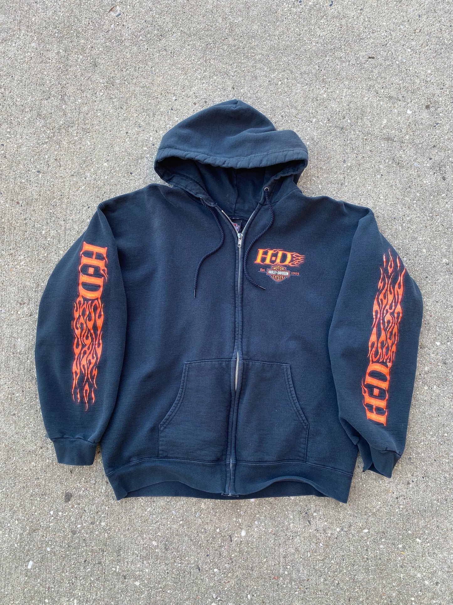 Vintage Harley Davidson Flame sleeve zip up hoodie size medium
