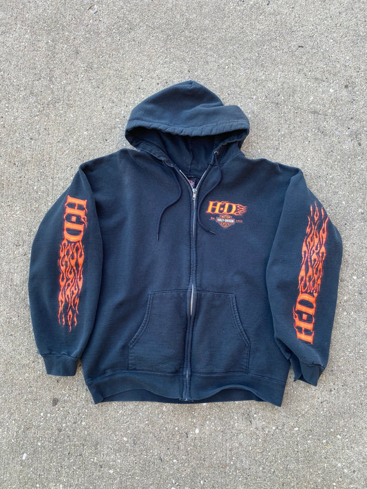 Vintage Harley Davidson Flame sleeve zip up hoodie size medium