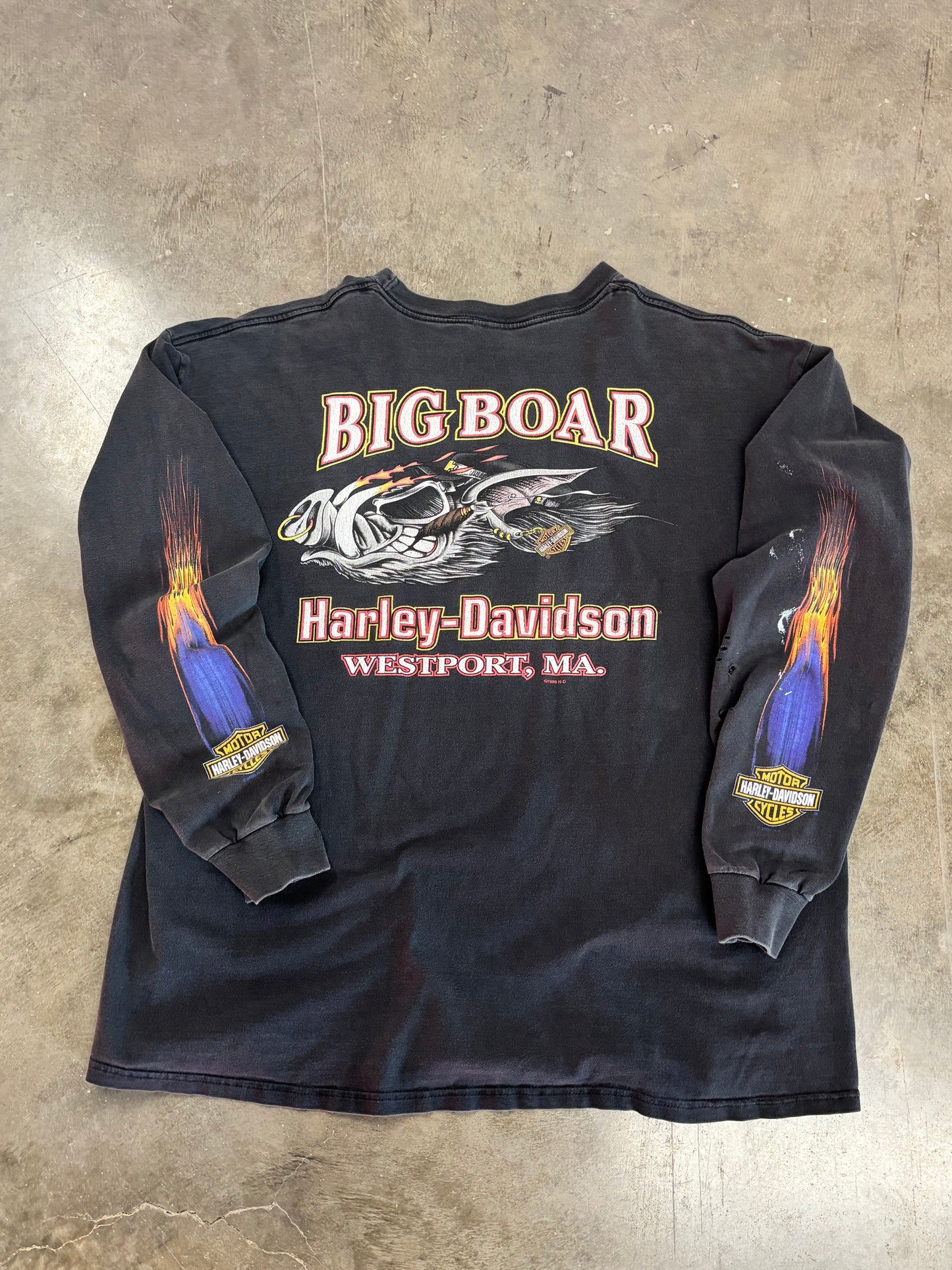Vintage Harley Davidson Faded OuT Hawg back hit eagle long sleeve size xxl