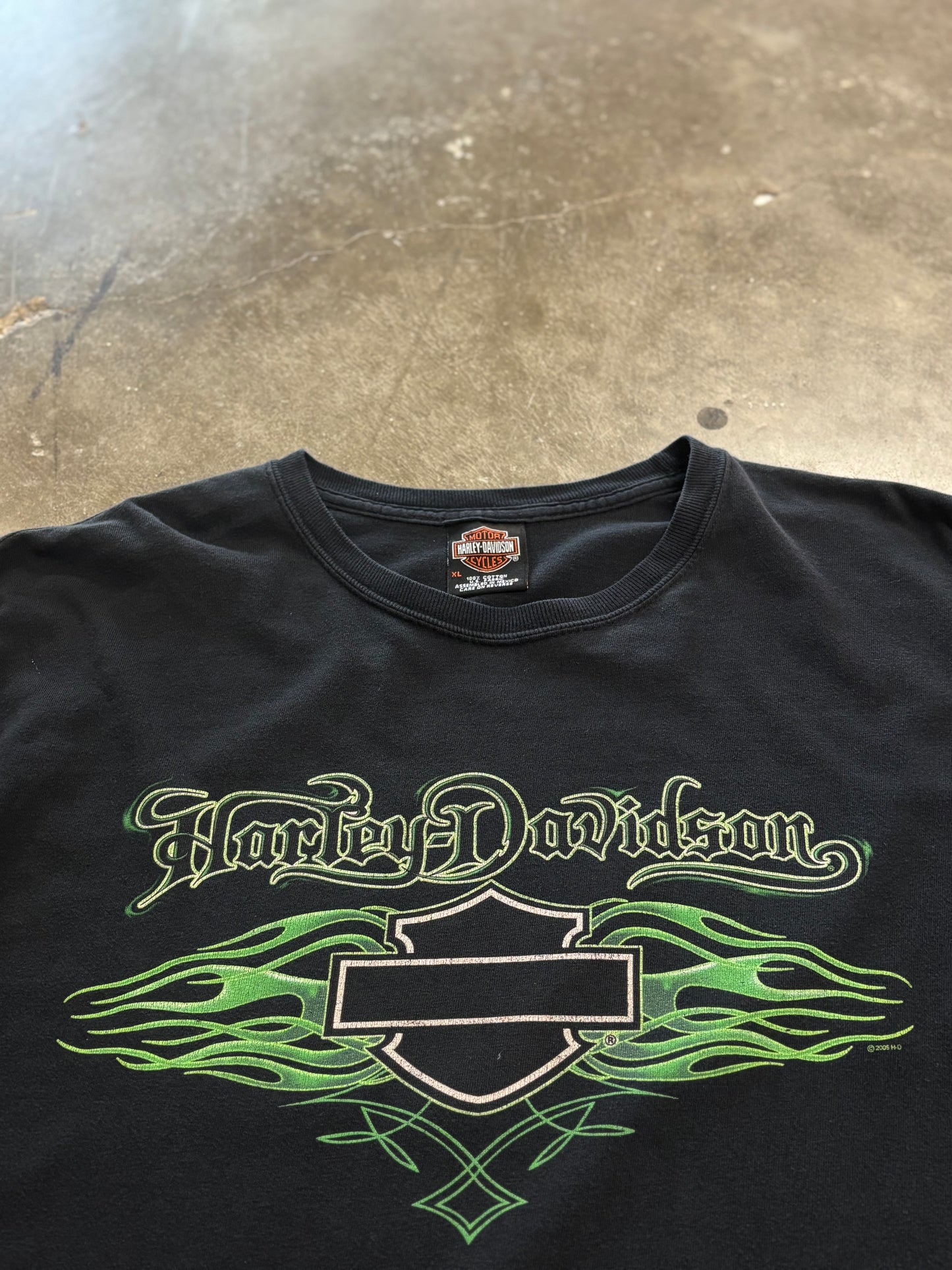 Vintage Harley Davidson Green Flame long sleeve size extra large