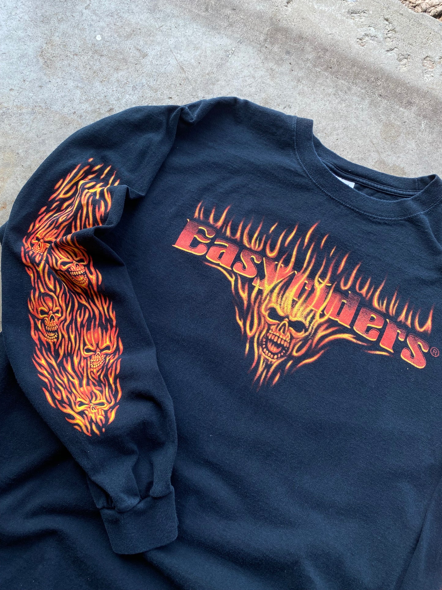 Easyriders Flaming Skullpile Long sleeve size Extra Large