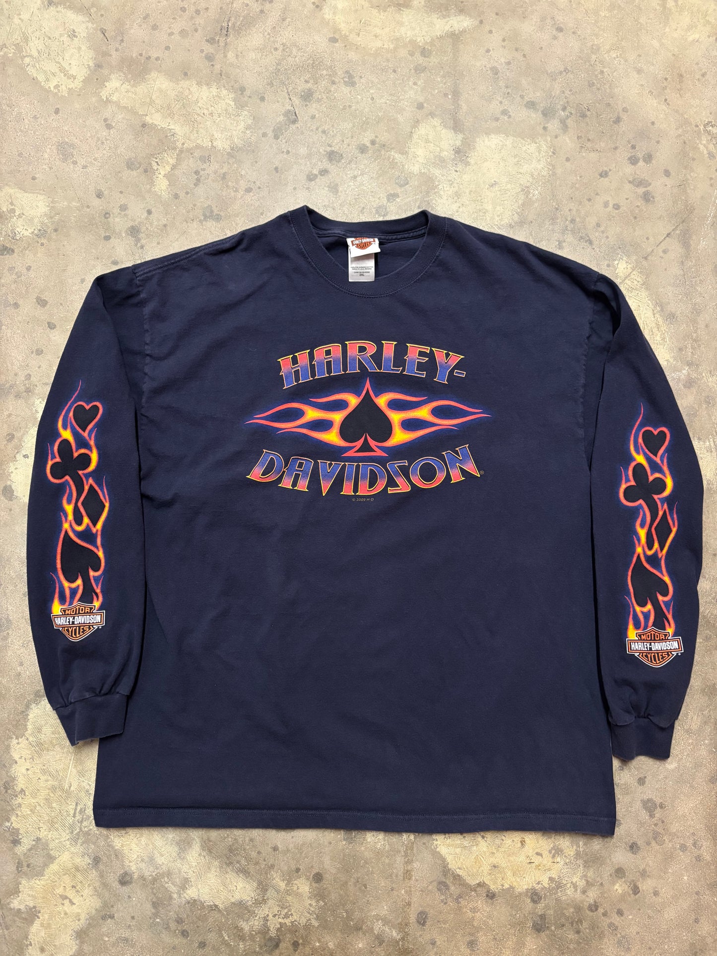 Vintage Harley Davidson poker  flame long sleeve shirt size XXL