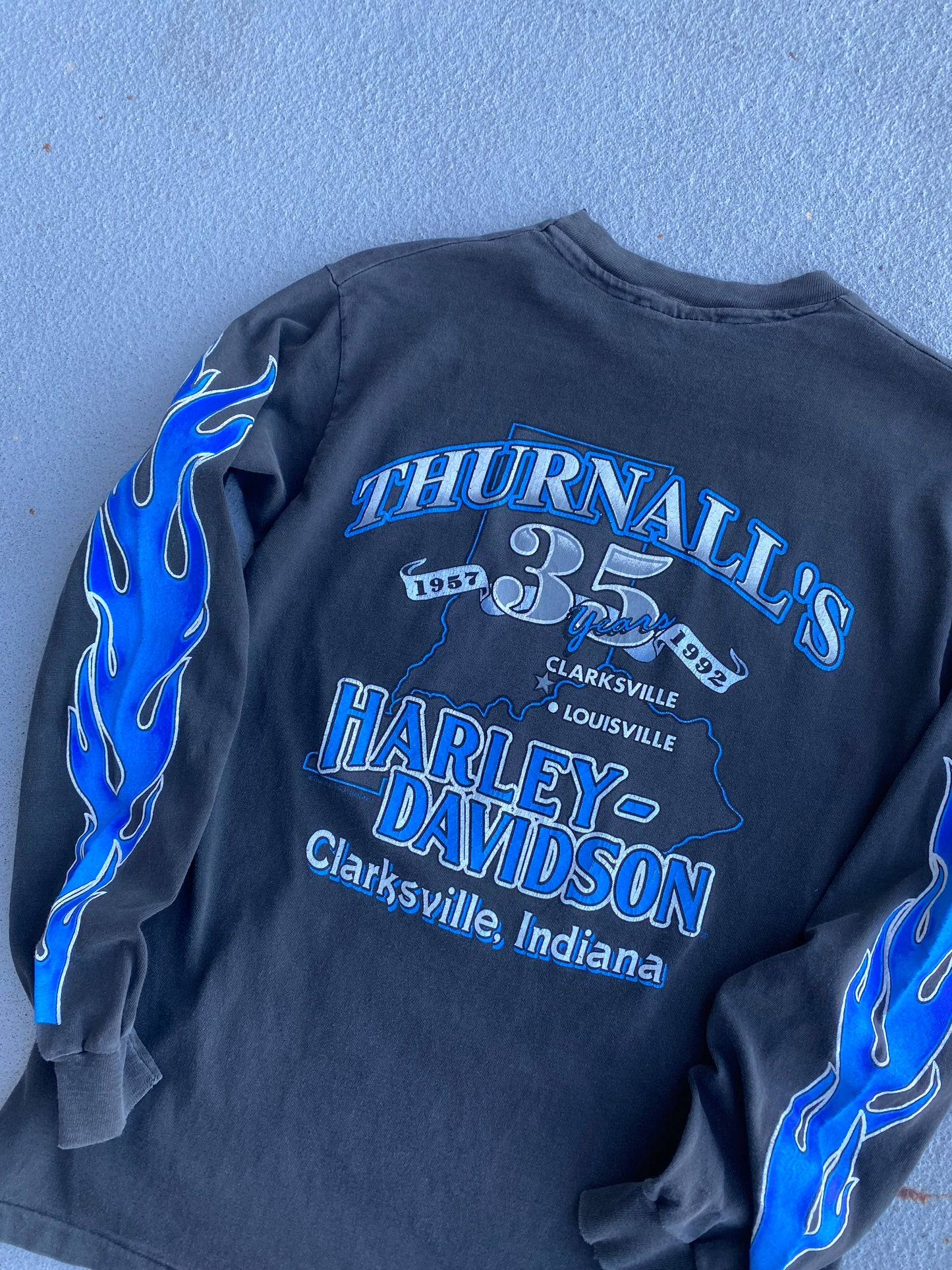 Vintage Harley Davidson Blue Flame shirt size small long sleeve