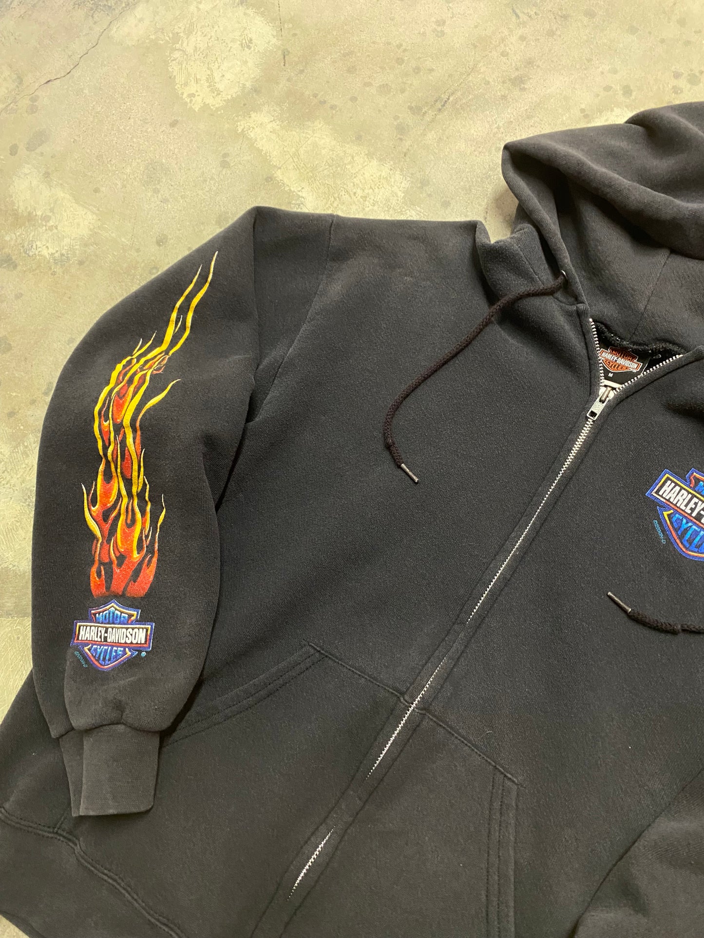 Vintage Harley Davidson flame zip hoodie size medium