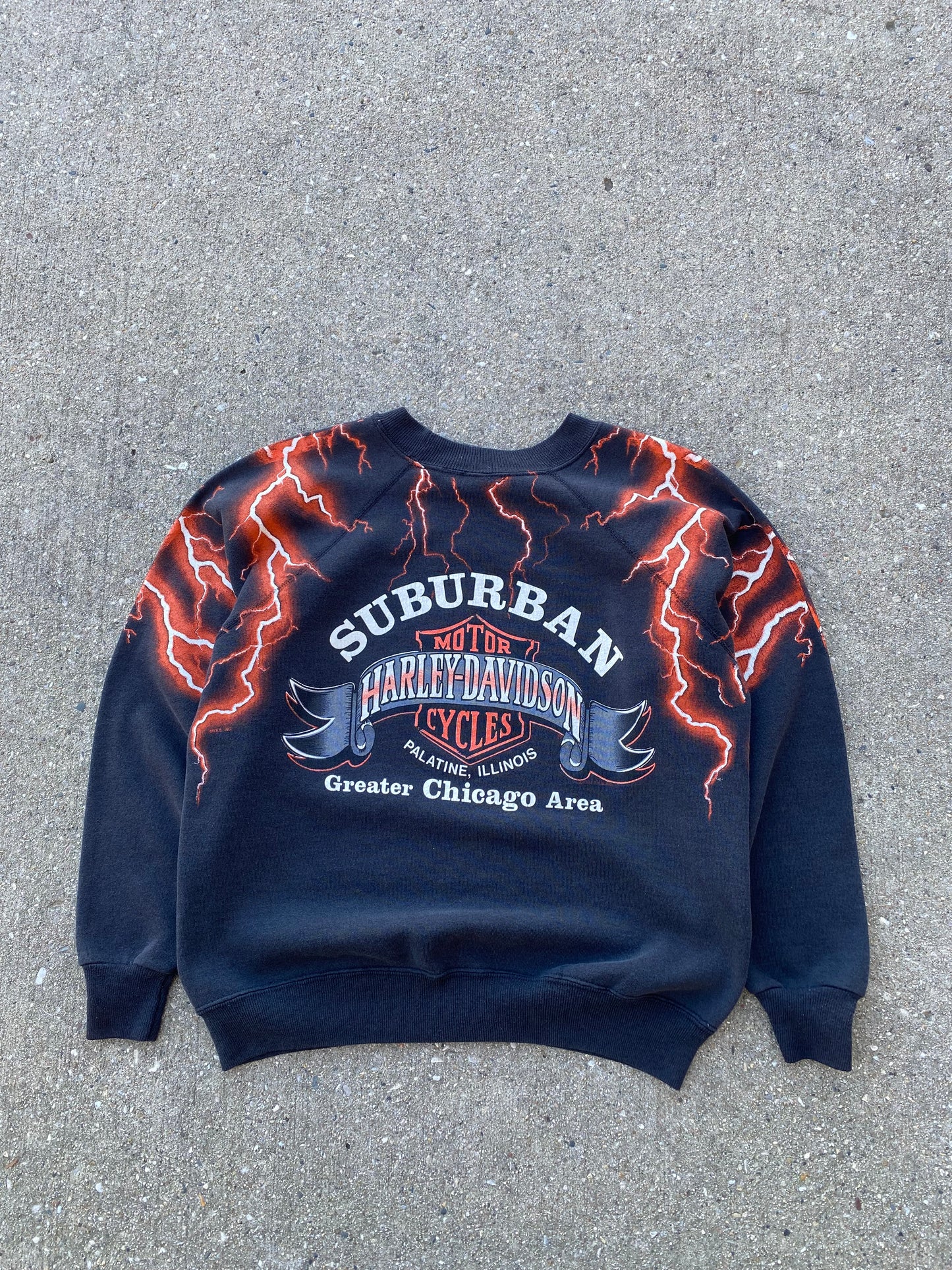 Vintage Harley Davidson lightning AOP sweatshirt size medium