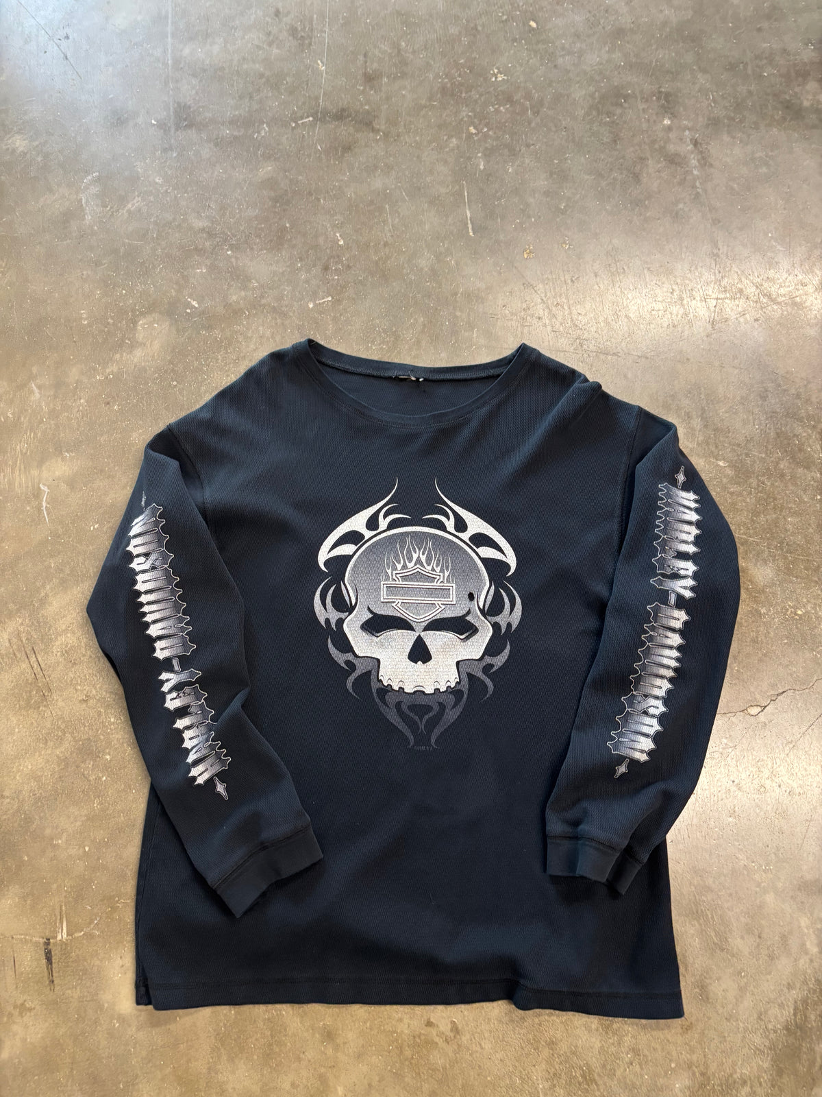 Vintage Harley Davidson skull thermal long sleeve size extra large