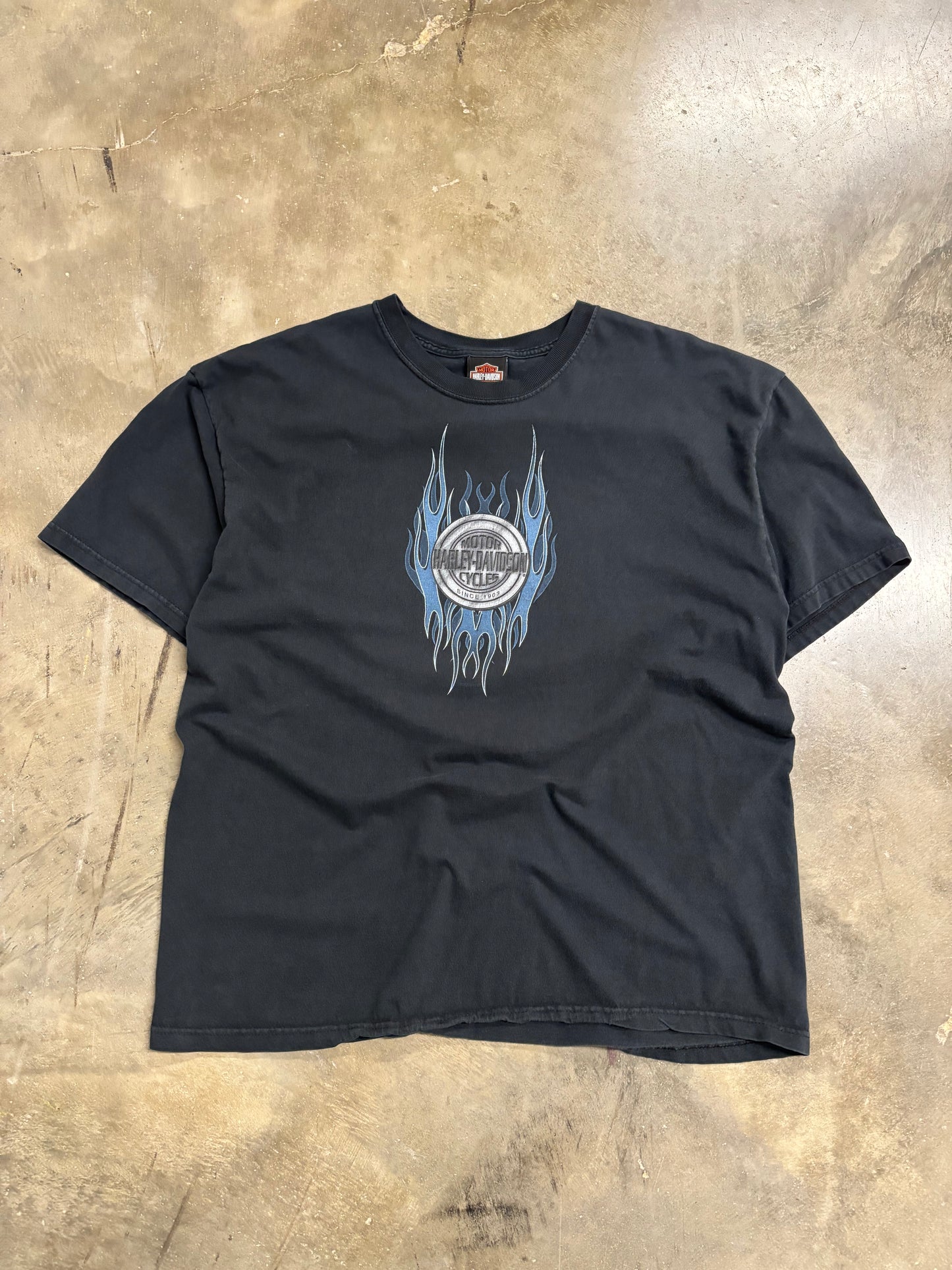 Vintage Harley Davidson Blue flame center shirt size xl