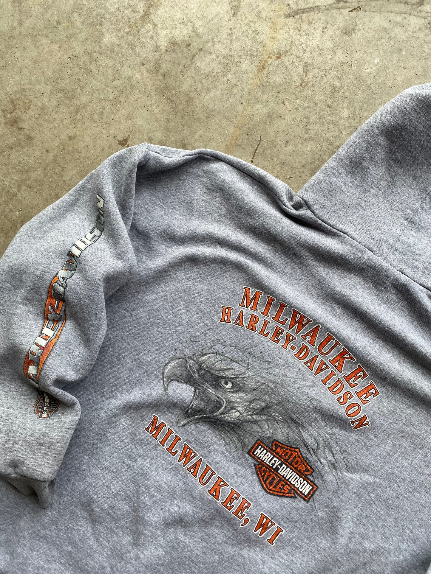 Vintage Harley Davidson Grey Zip up size extra large