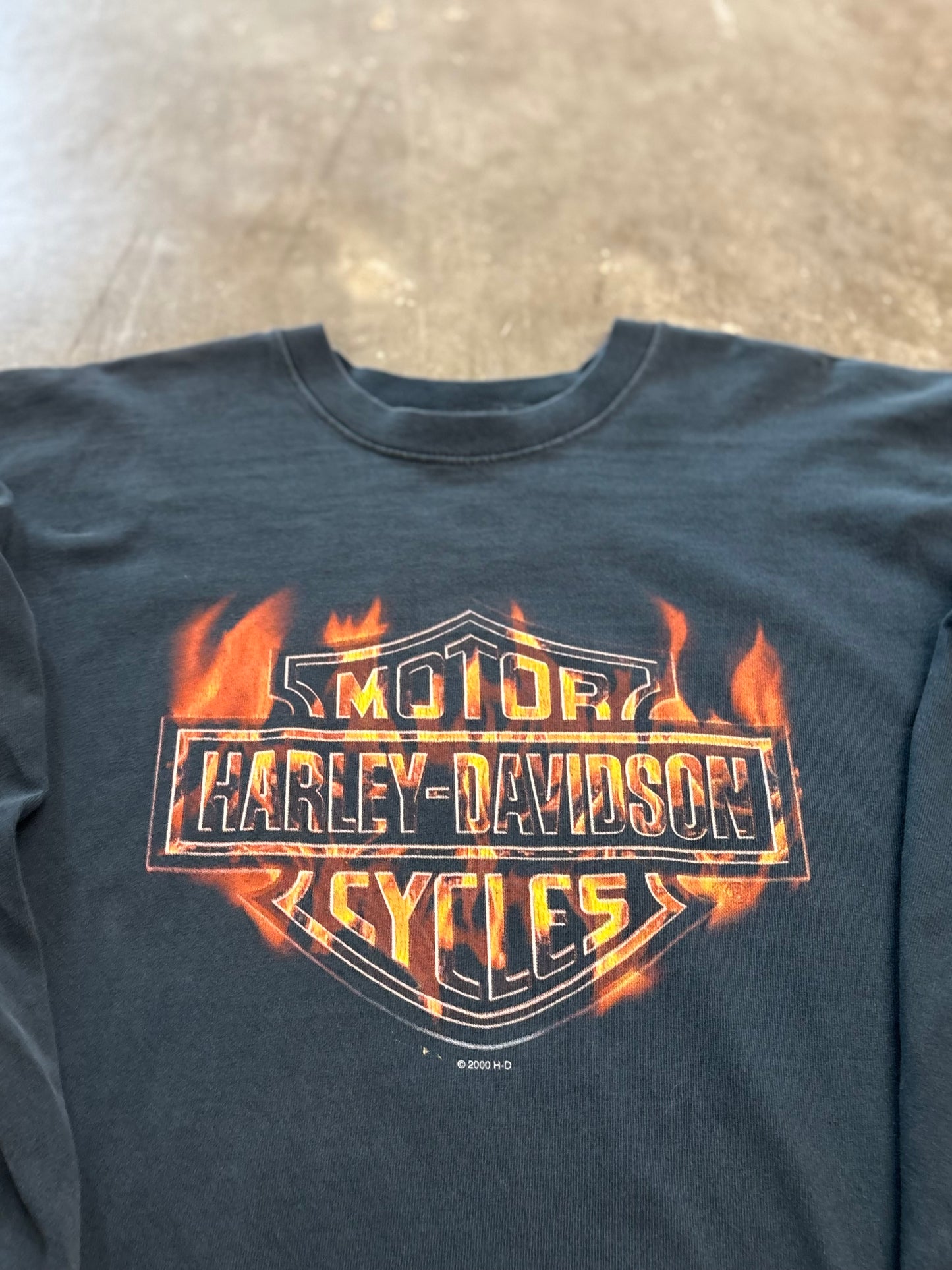 Vintage Harley Davidson Flame ball long sleeve size xl