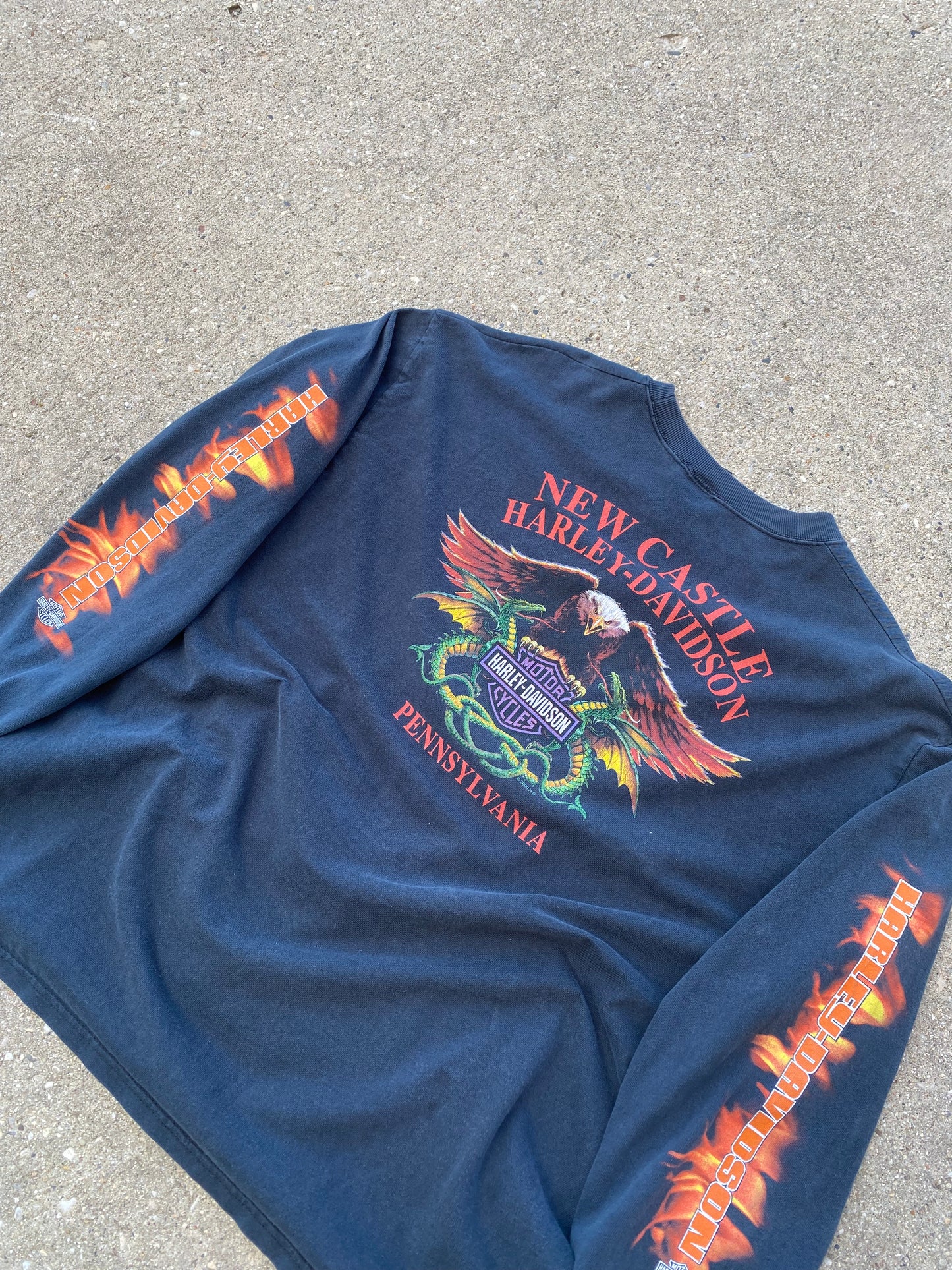 Vintage flame ball Harley Davidson long sleeve shirt size extra large