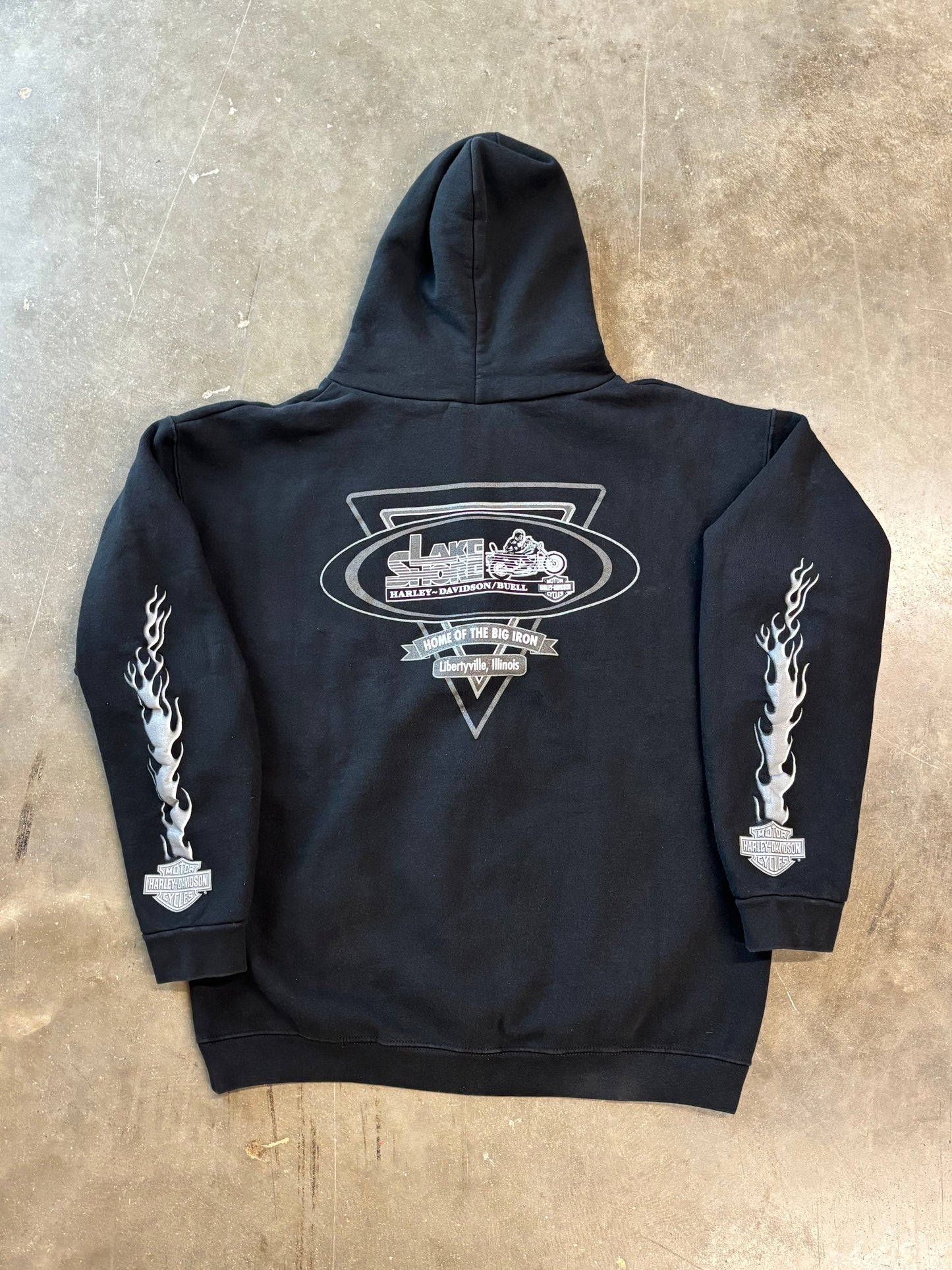 Vintage Harley Davidson chrome flame zip up hoodie size xl