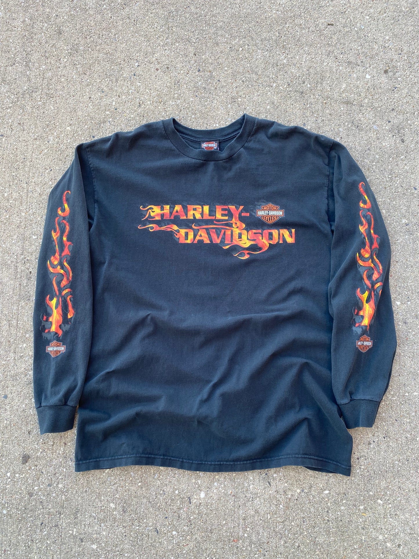 Vintage Harley Davidson Flaming Text long sleeve size extra large shirt