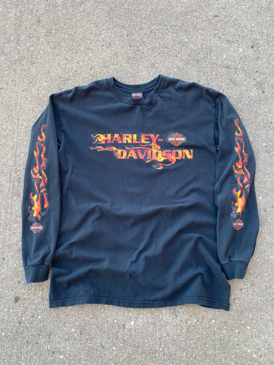 Vintage Harley Davidson Flaming Text long sleeve size extra large shirt