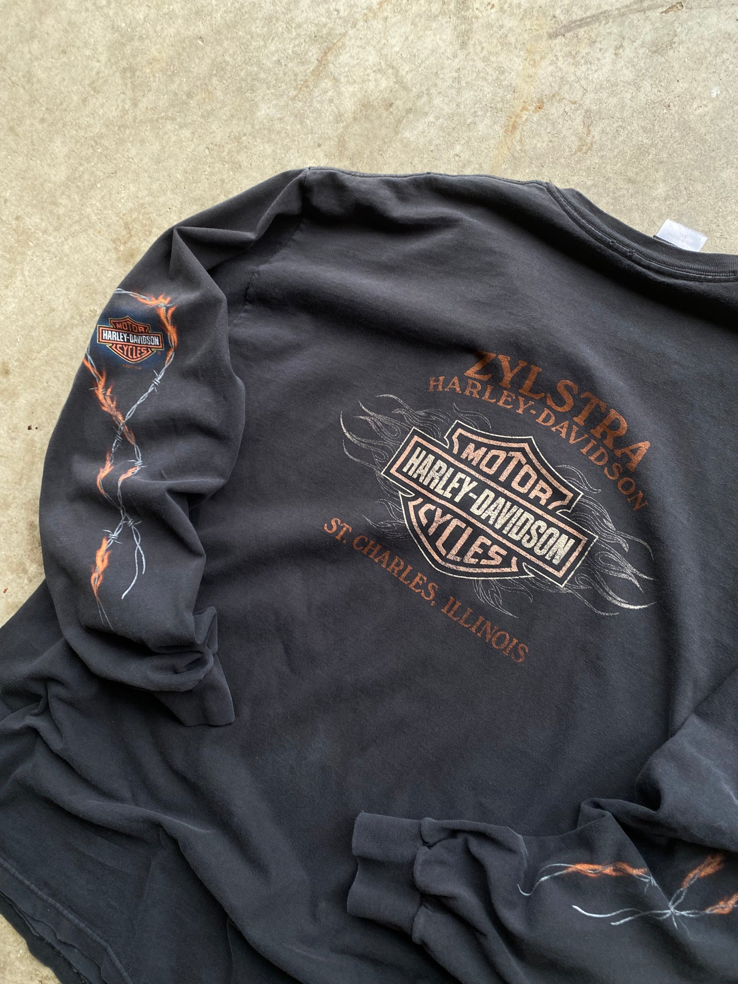 Harley Davidson Thrashed Barb Wire long sleeve shirt size 2xl