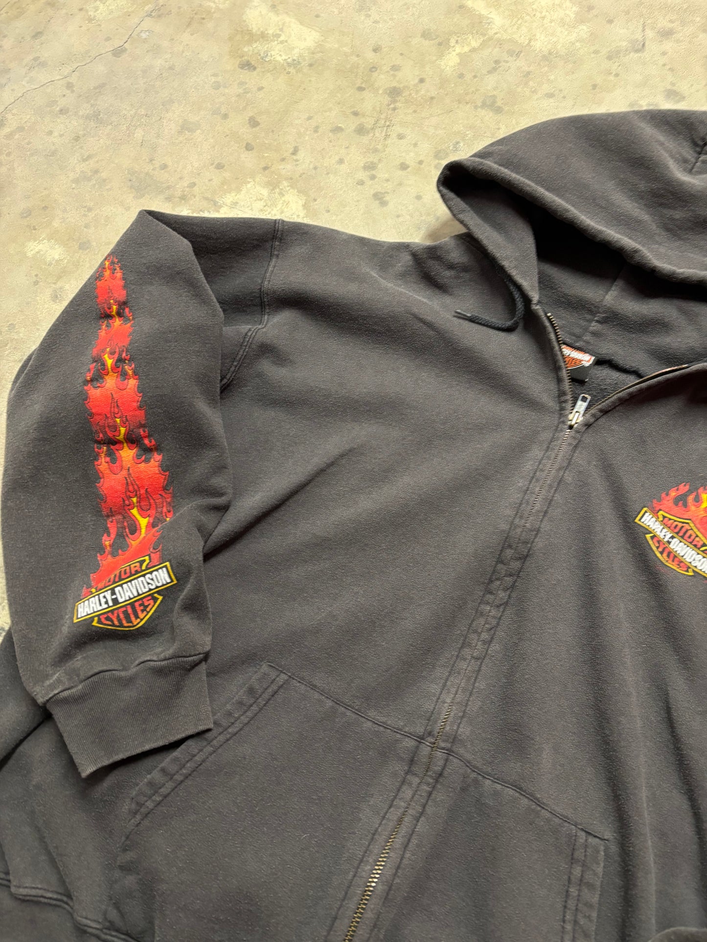 Vintage Harley Davidson flame zip up hoodie size xl