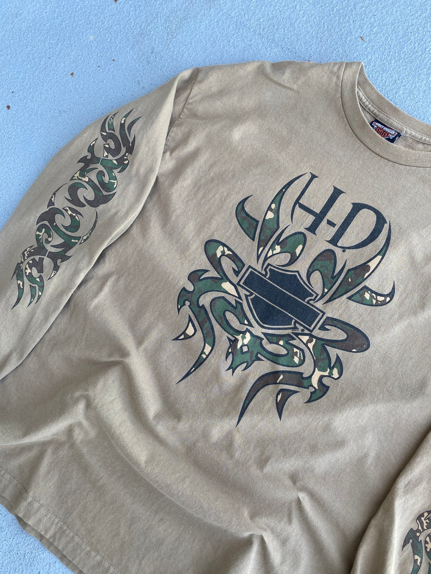 Vintage Harley Davidson Camo long sleeve shirt Extra Large