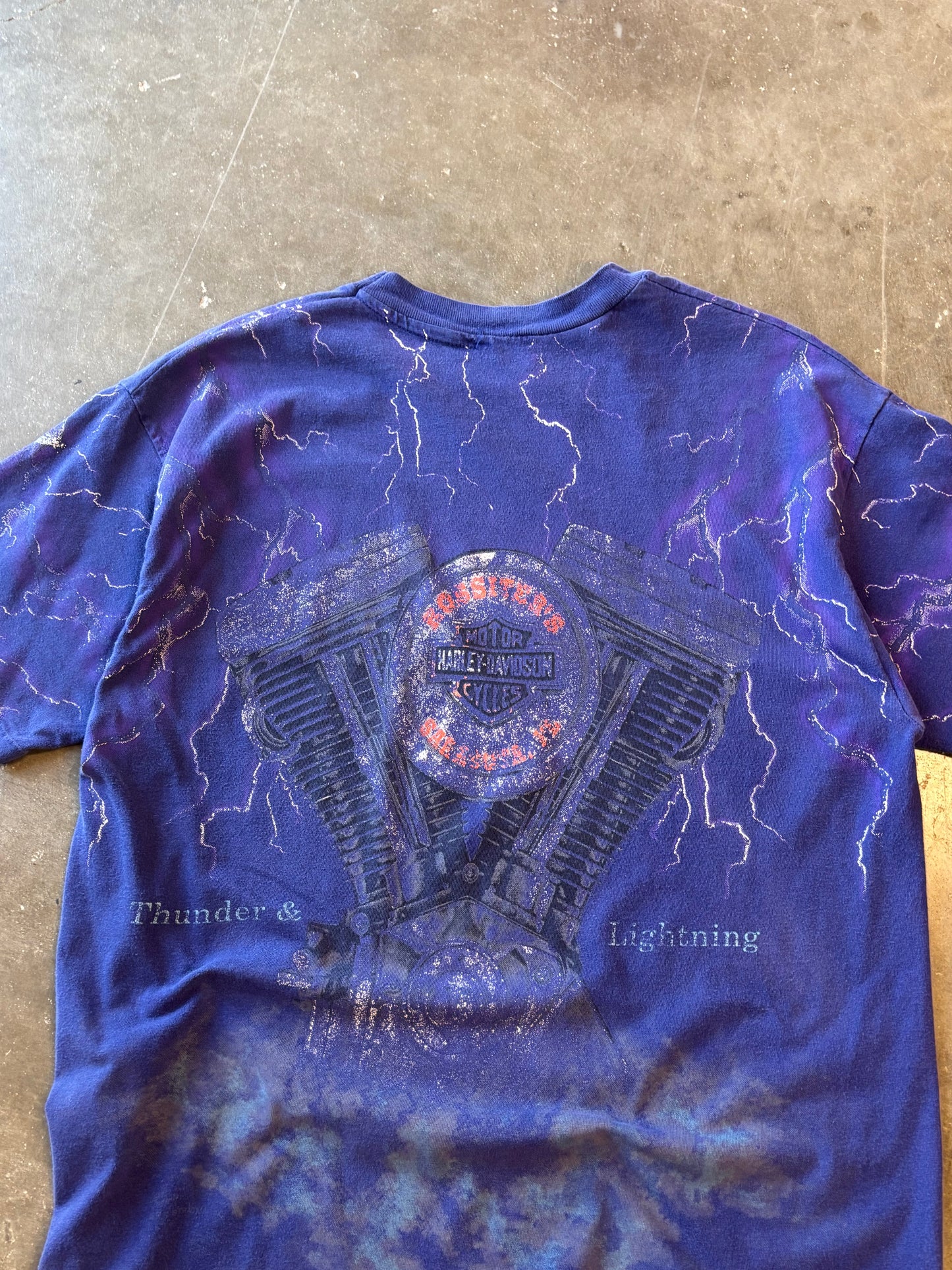 Vintage Harley Davidson Purple Lightning AOP shirt size large