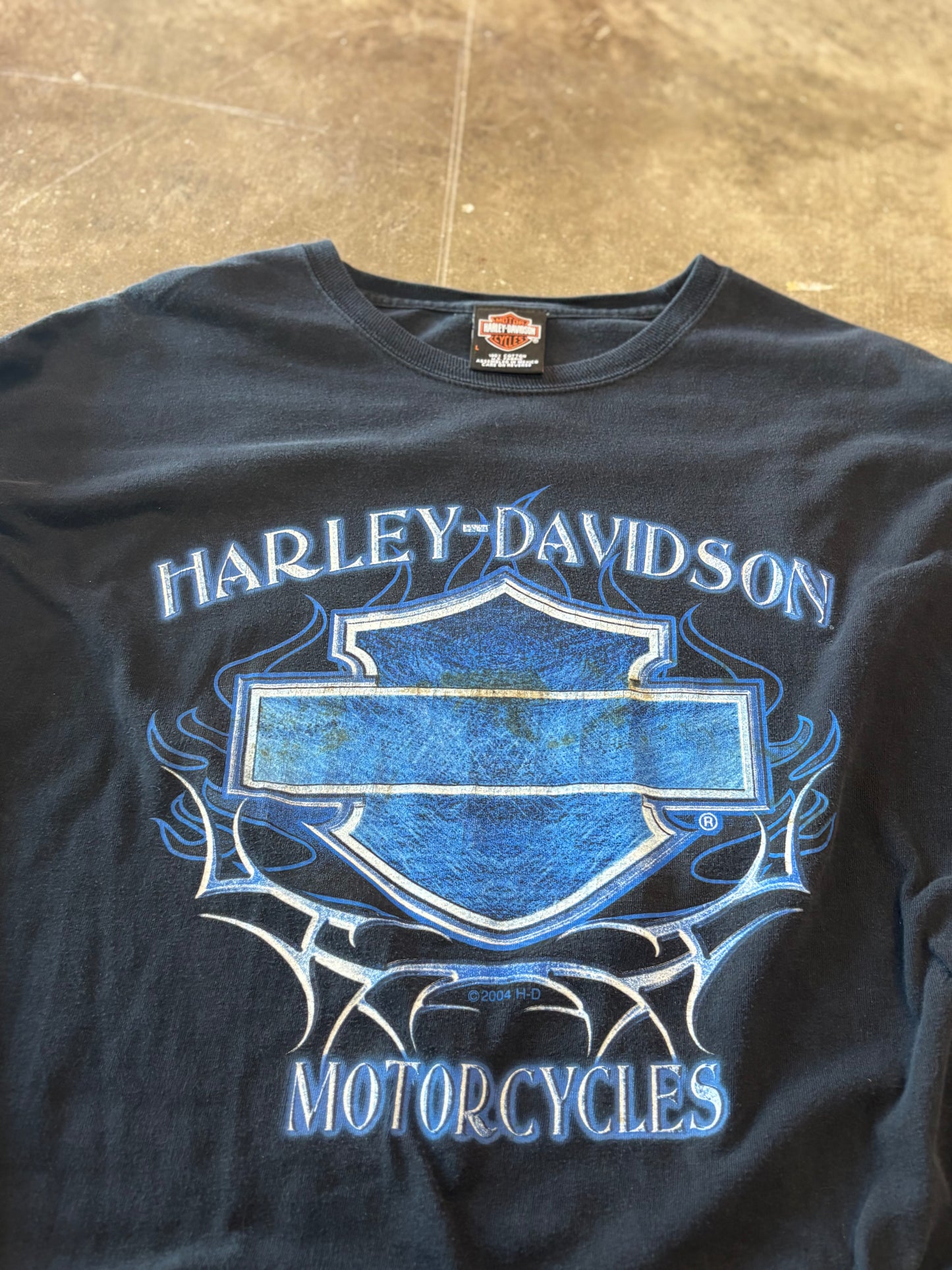 Vintage Harley Davidson blue flame long sleeve size large