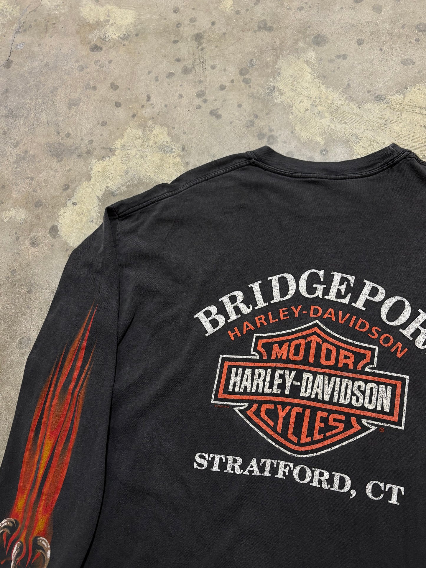 Vintage Harley Davidson fire sleeves faded long sleeve shirt size XL