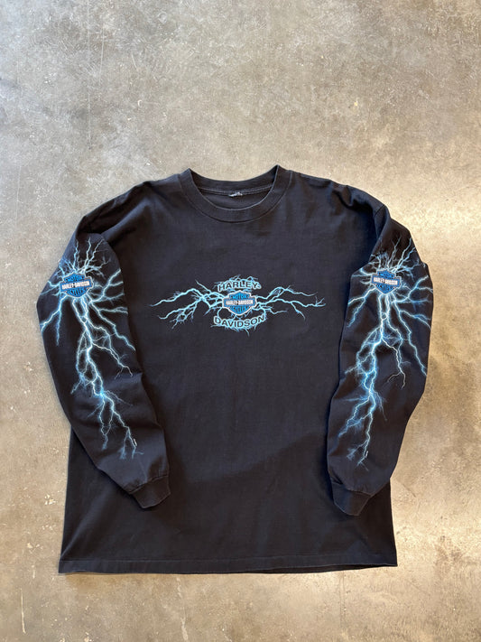 Vintage Harley Davidson blue Lightning long sleeve size xxl