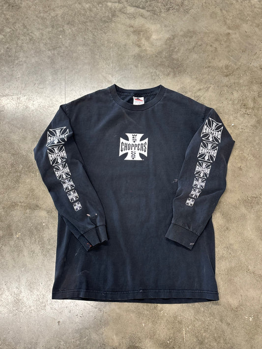 Vintage Faded and Bleached WCC Iron Cross long sleeve size large
