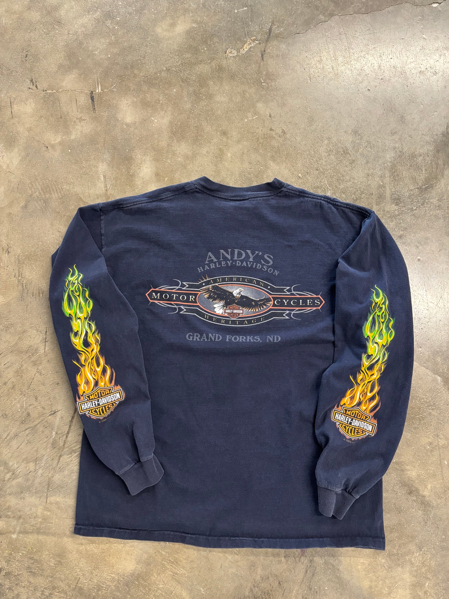 Harley Davidson Green Flame long sleeve xl