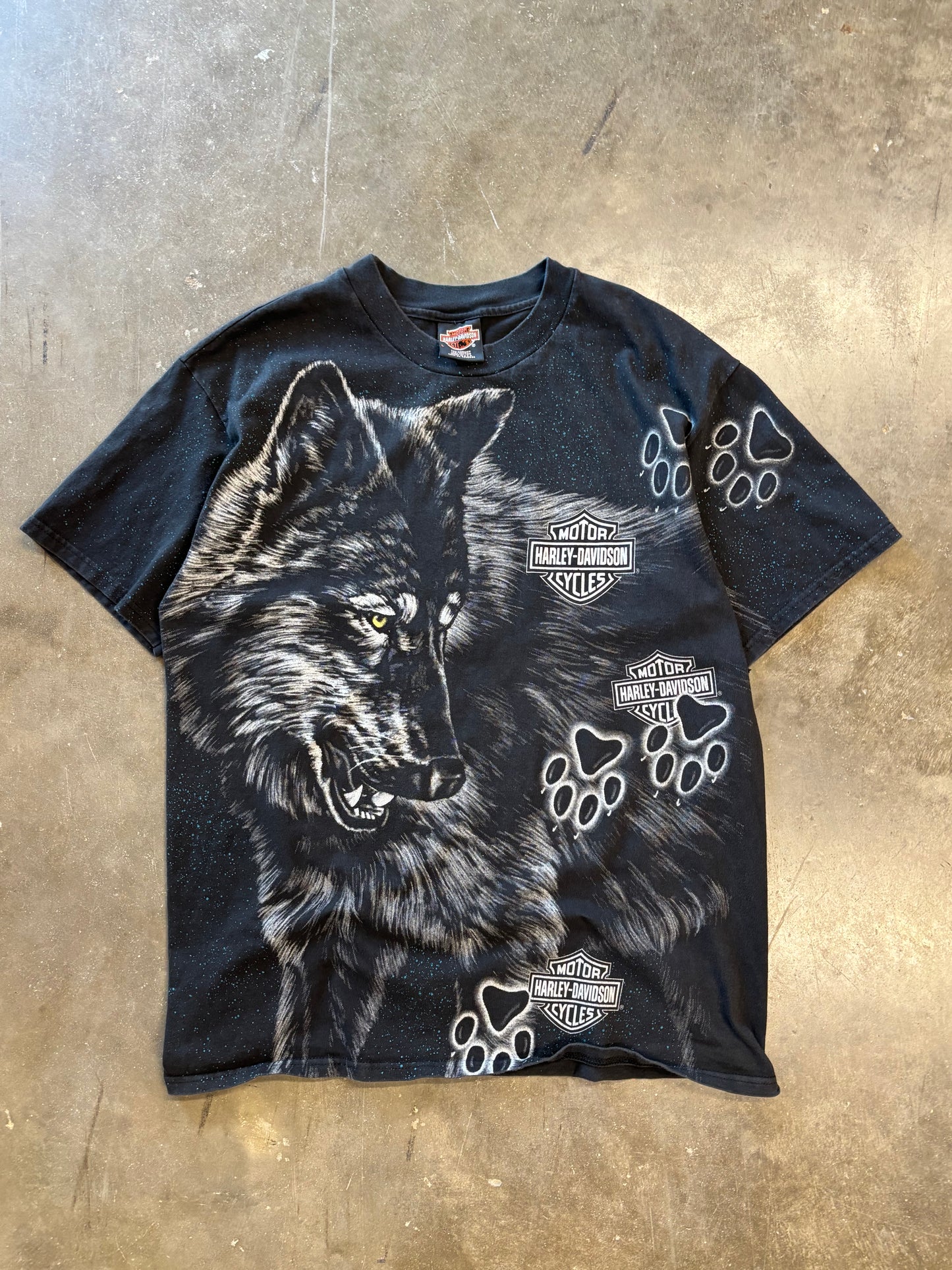 Vintage Harley Wolf Aop shirt size large