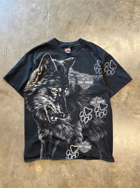 Vintage Harley Wolf Aop shirt size large