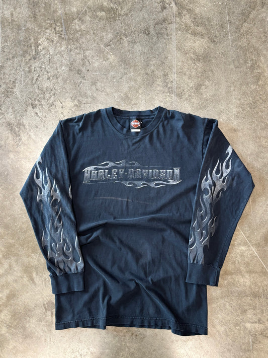 Vintage Harley Davidson chrome flame long sleeve size large