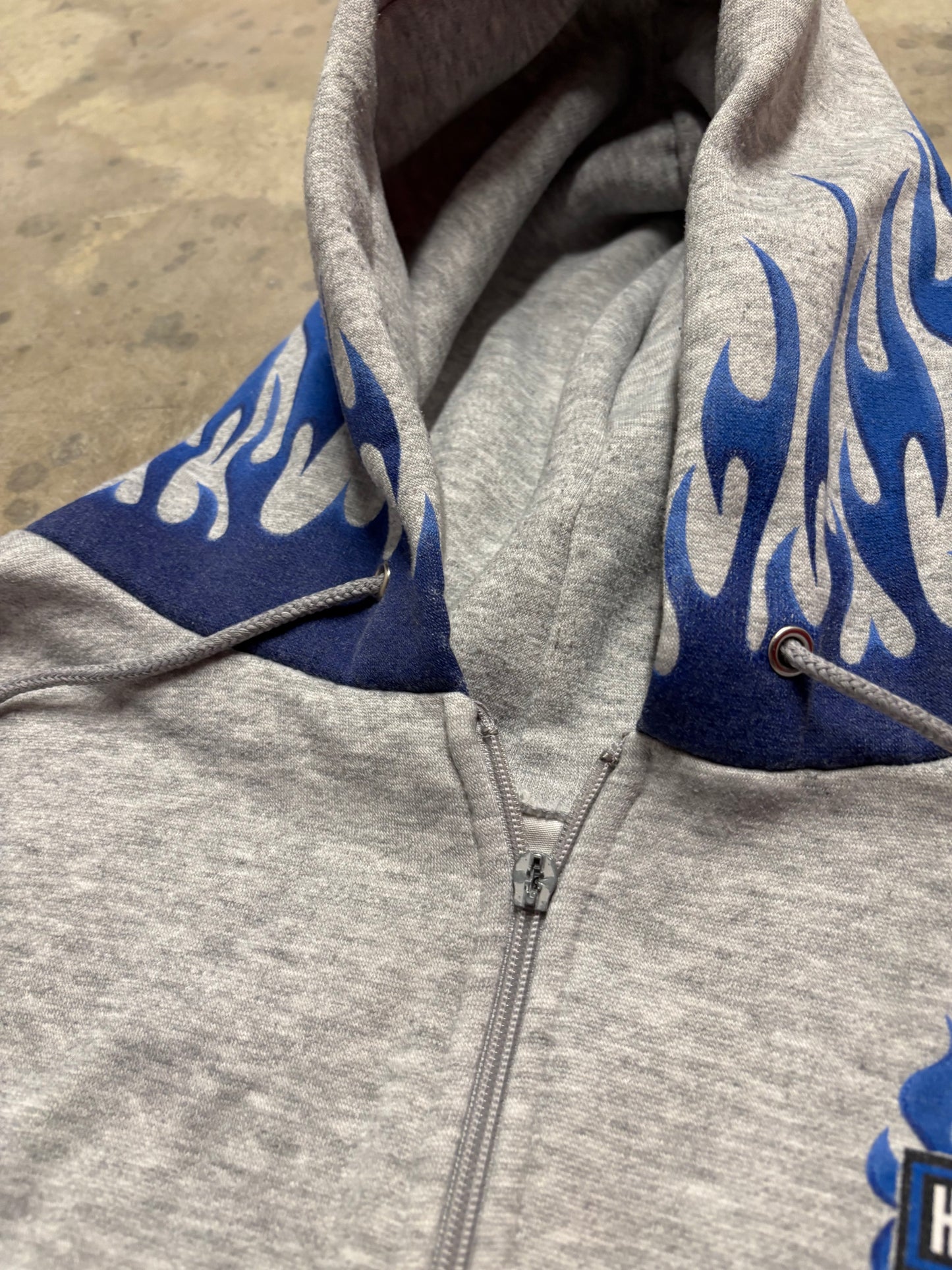 Vintage Harley Davidson Blue Flame zip up hoodie size XXXL