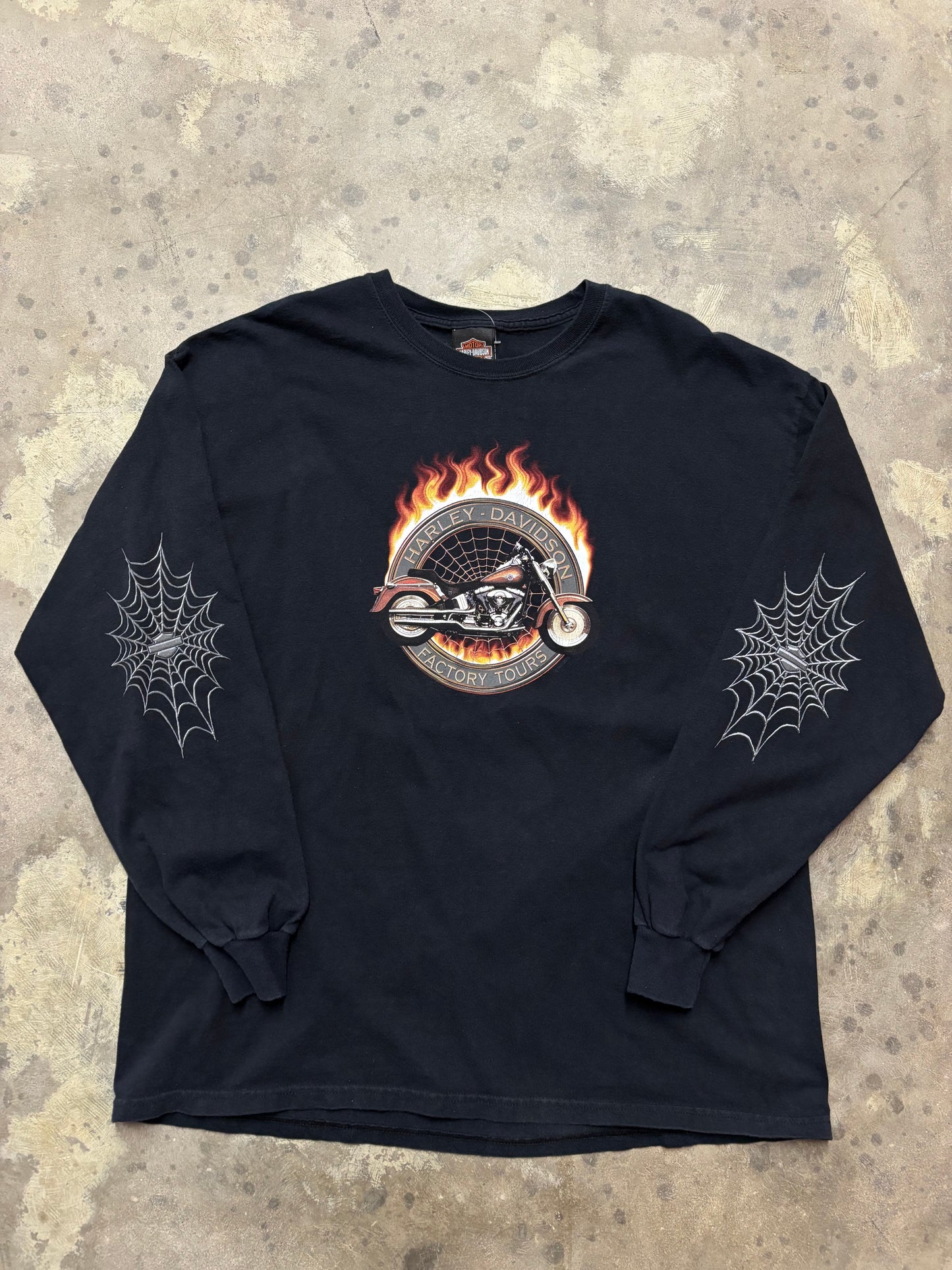 Vintage Harley Davidson budget spider web long sleeve shirt size XL