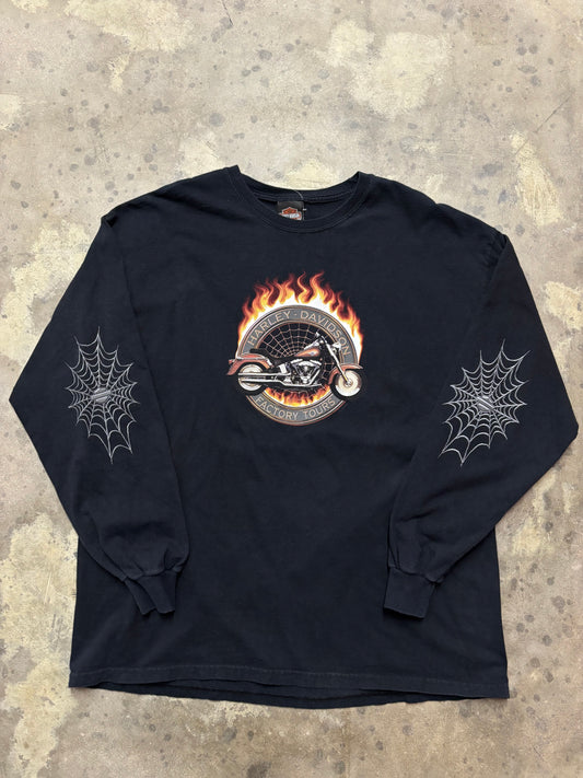 Vintage Harley Davidson budget spider web long sleeve shirt size XL