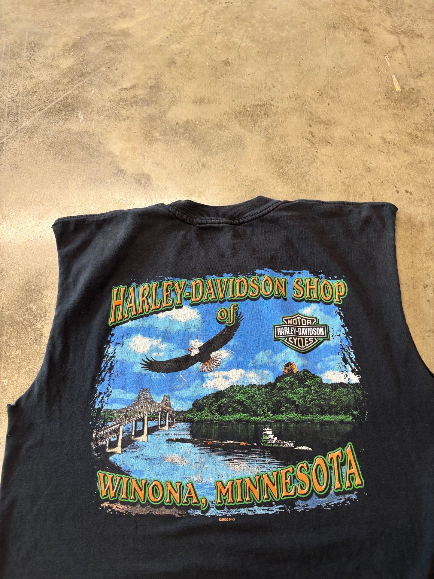 Vintage Harley Davidson Flame Mn chopped shirt size large