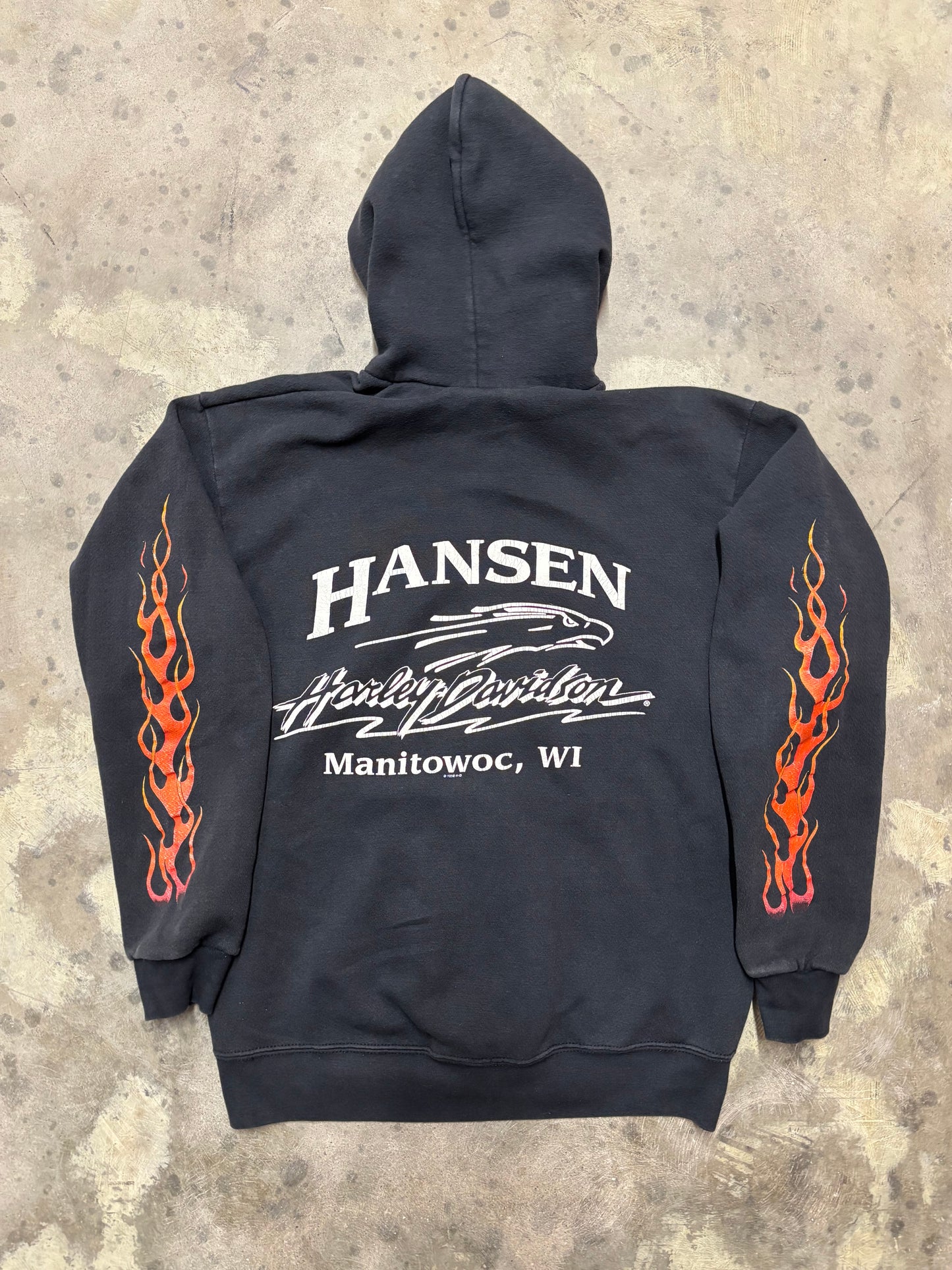 Vintage Harley Davidson flames zip up hoodie size medium