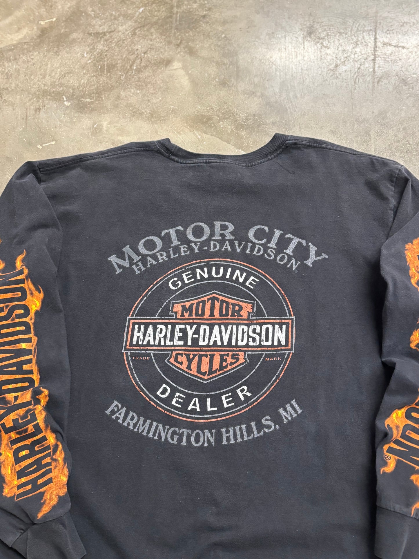 Vintage Harley Davidson skull flame long sleeve size xl