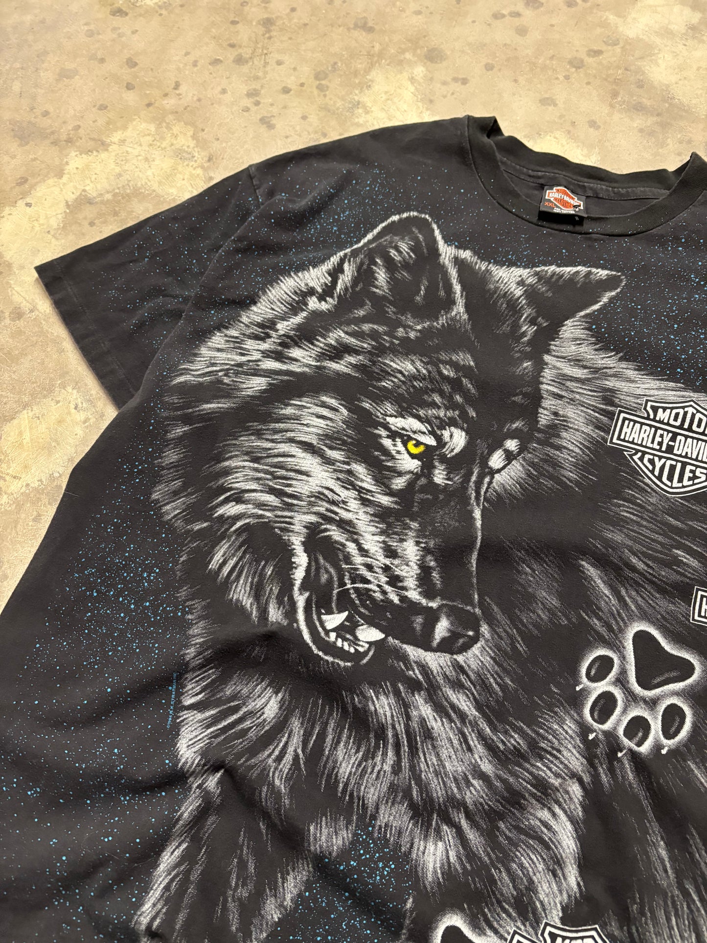 Vintage Harley Davidson Wolf AOP shirt size XXL