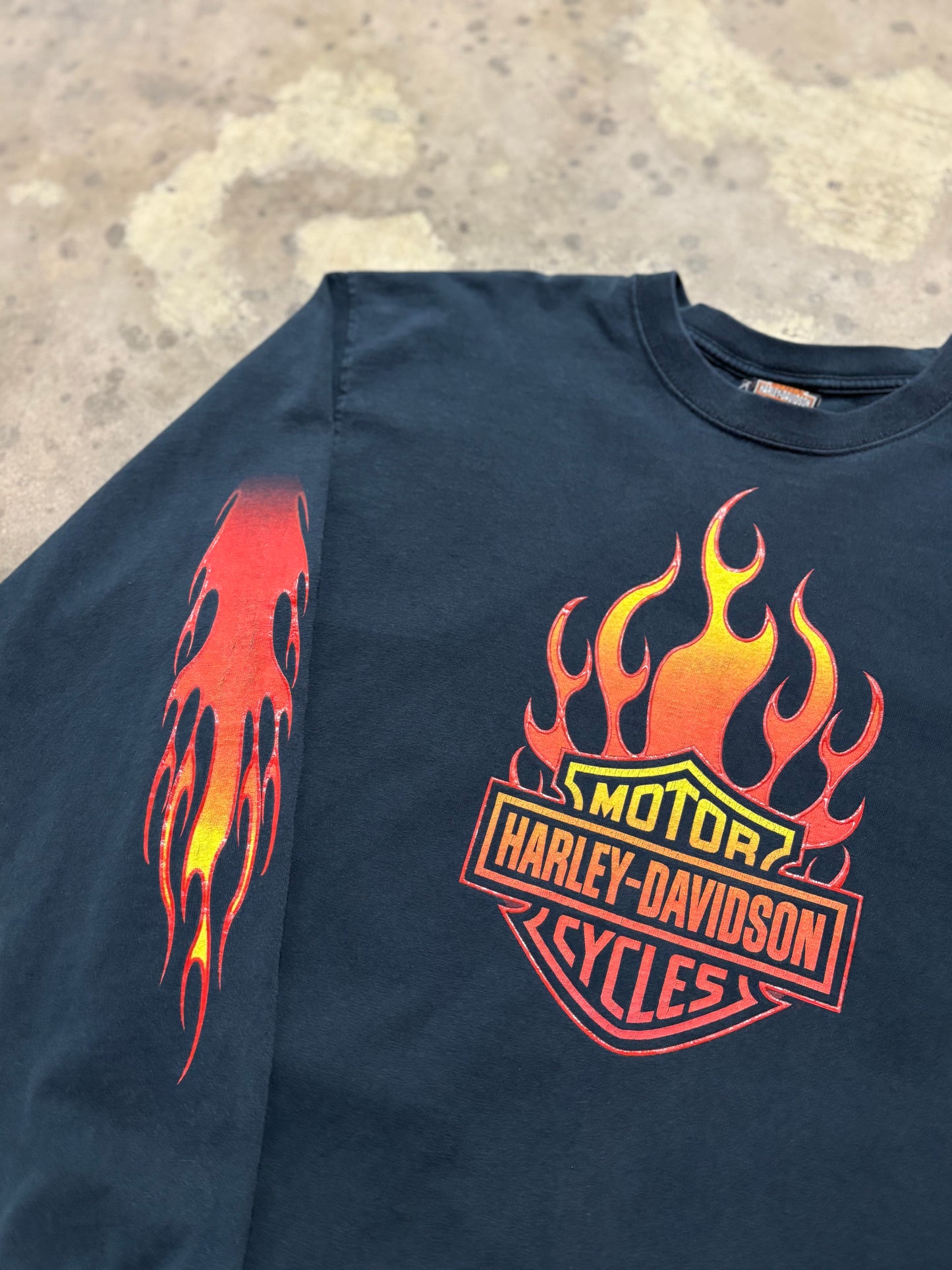 Vintage Harley Davidson Flame Logo longsleeve shirt size XL