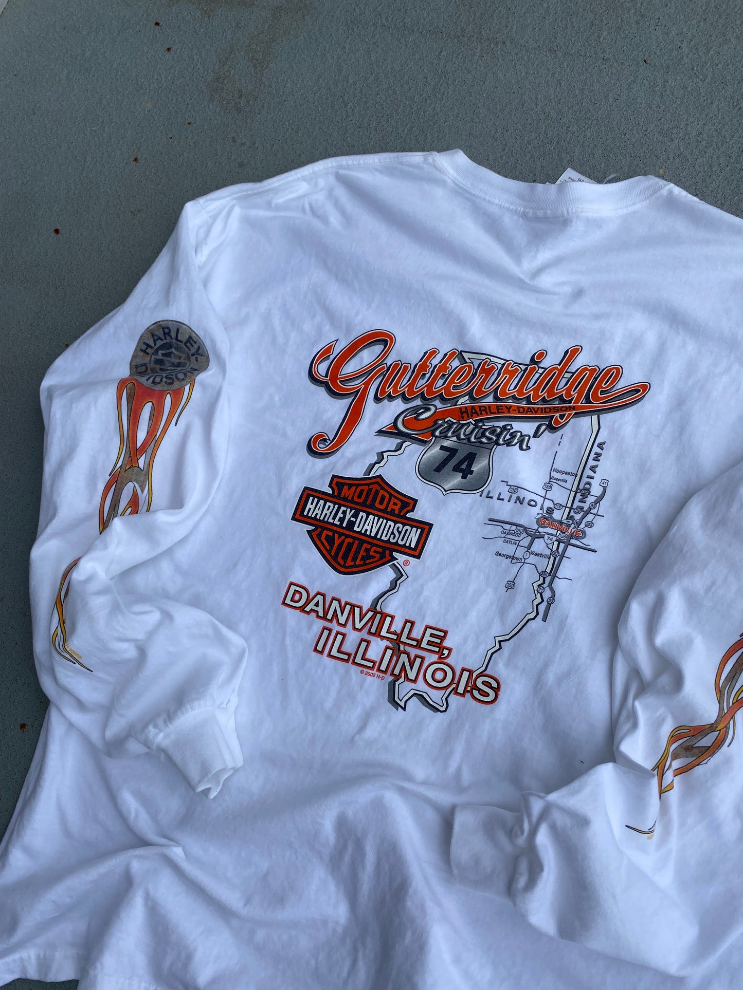 Vintage Harley Davidson white flame long sleeve Size XXL