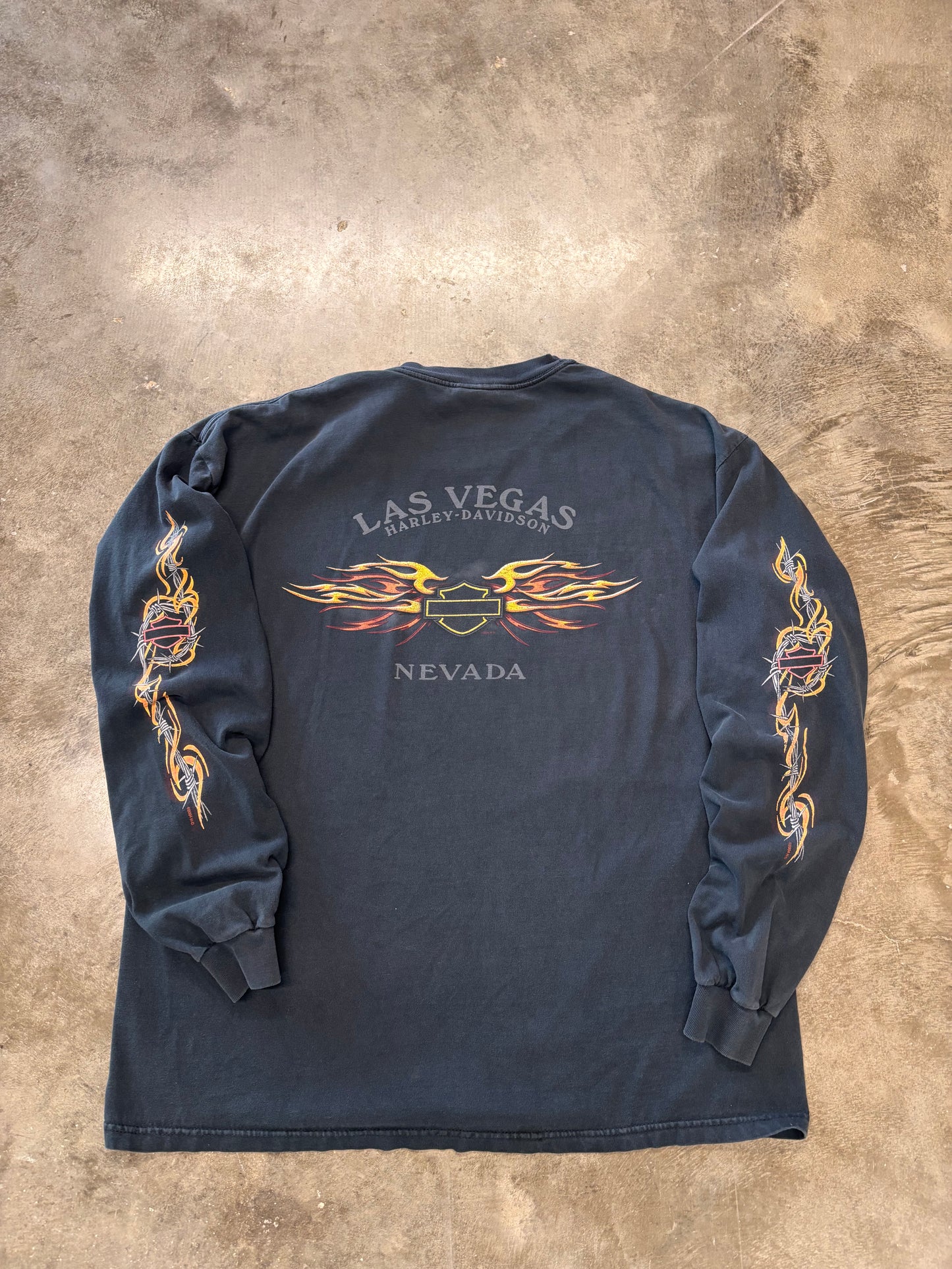 Vintage Harley Davidson Barb Wire long sleeve size xl