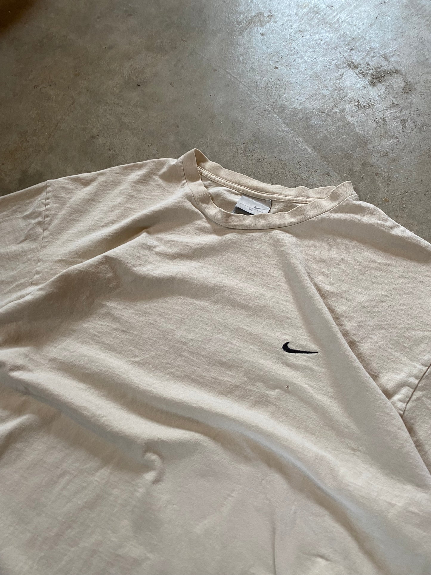 Y2K Nike side swoosh shirt Cream Earth Tone Size XL