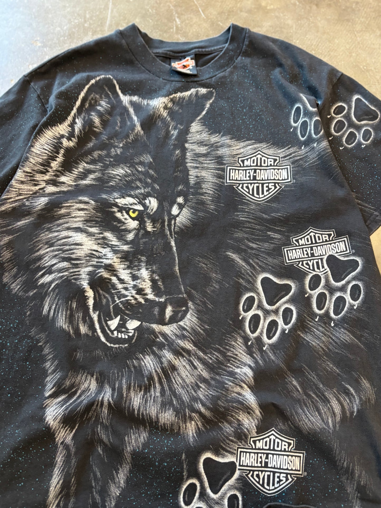 Vintage Harley Wolf Aop shirt size large