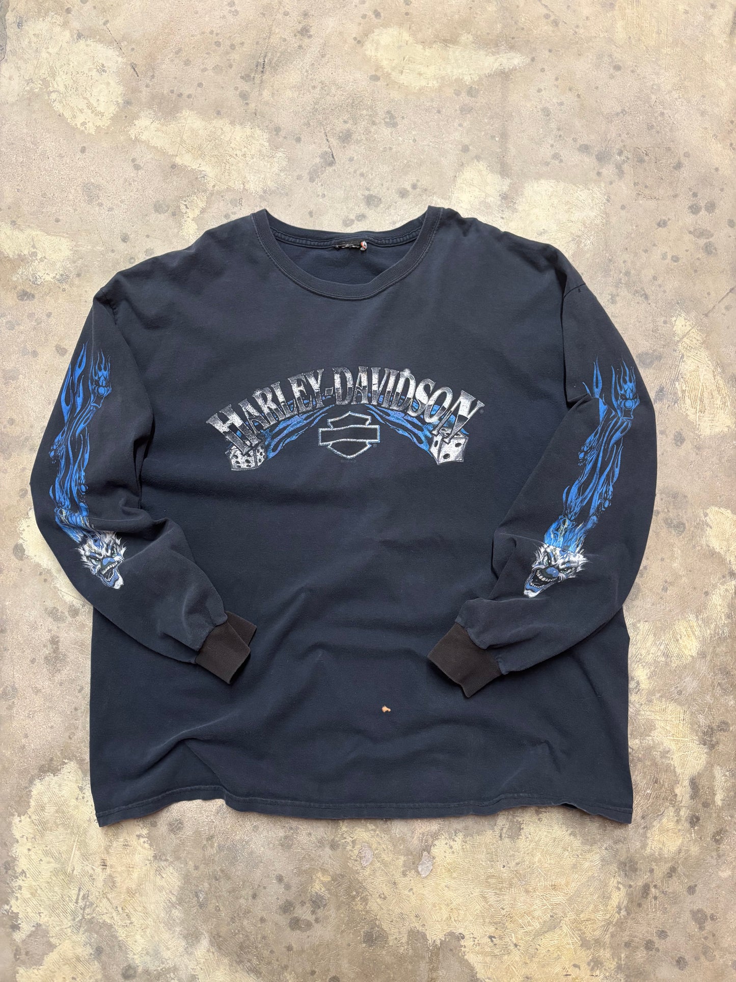 Vintage Harley Davidson Flaming Dice joker shirt size xxl
