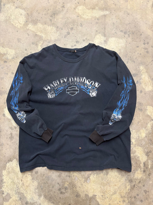 Vintage Harley Davidson Flaming Dice joker shirt size xxl