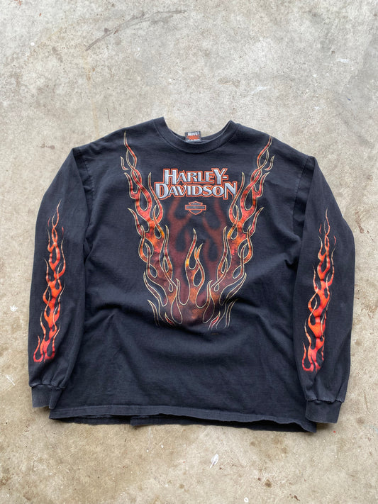 Vintage Harley Davidson Rising V Flame long sleeve size extra large