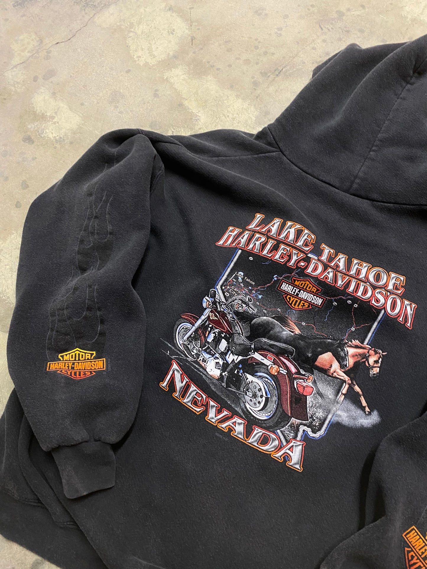 Vintage Harley Davidson Flame sleeve hoodie size XL