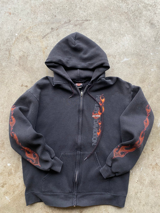 Vintage Harley Davidson Orange Flame hoodie size large