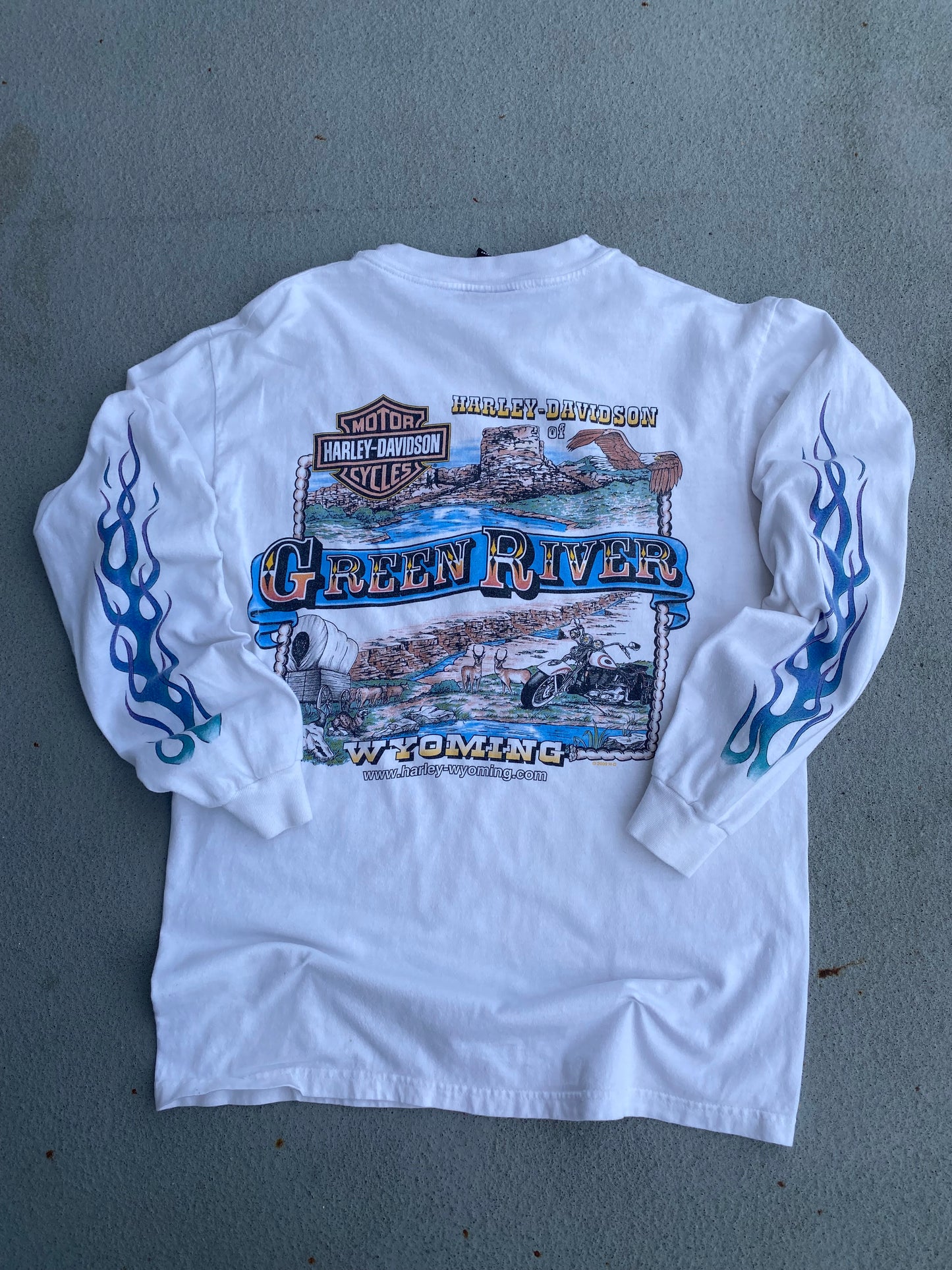 Vintage Harley Davidson Blue Flame Eagle Long sleeve size medium