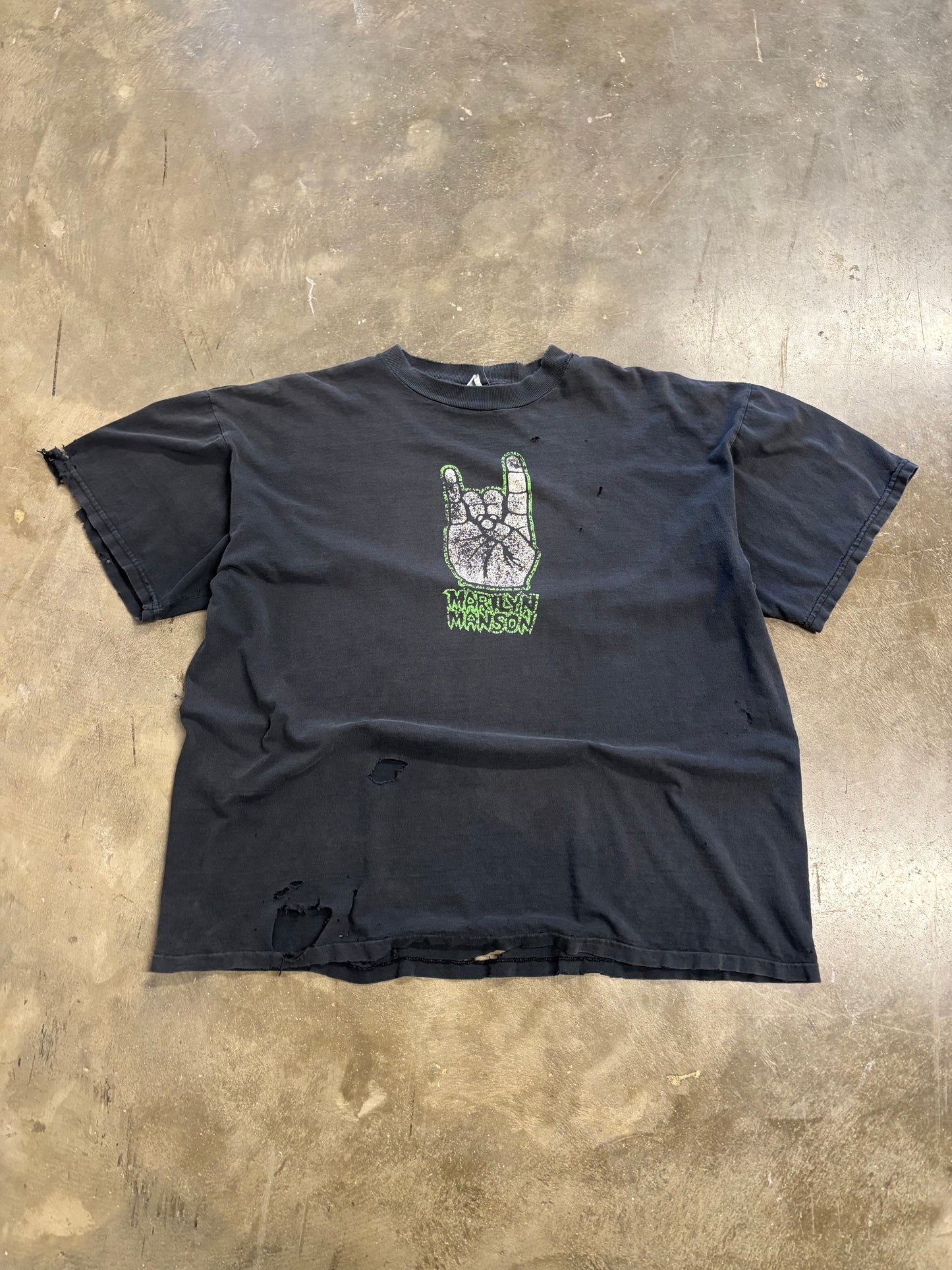 Vintage Thrashed and faded Marilyn Manson shirt size XL